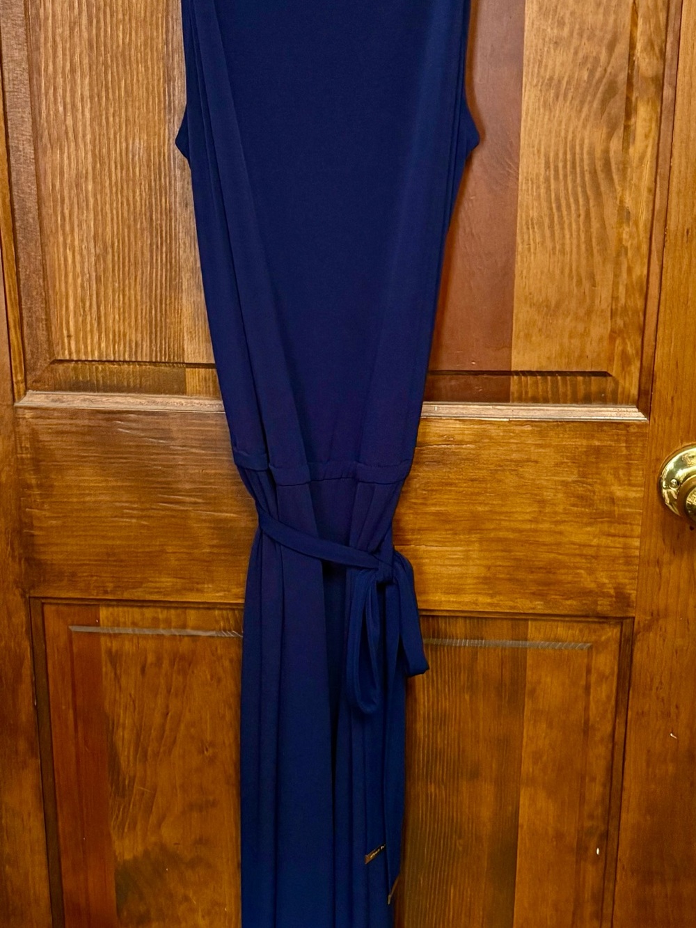 Michael Kors Navy Wide-Leg Jumpsuit with Tie Waist